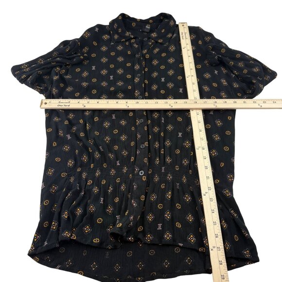 Volcom Womens XS Black & Yellow Patterned Long Sleeve Button-Up Shirt - Picture 4 of 5